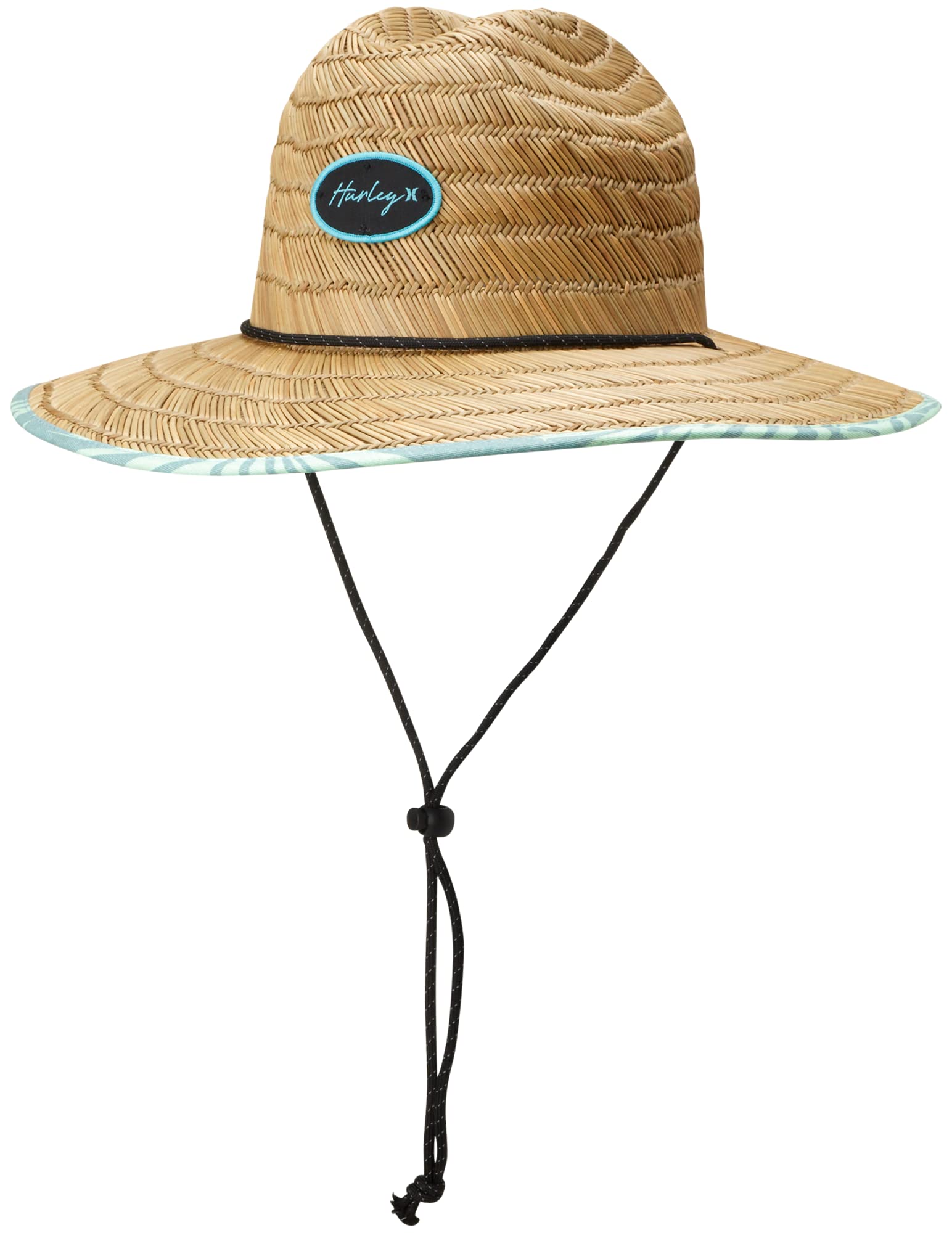 Hurley Women's Straw Hat - Capri Medium Brim Real Straw Lifeguard Sun Hat with Chin Strap