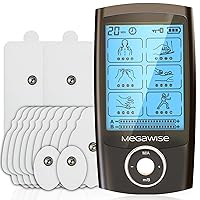 48 Modes（24 * 2） Dual Channel EMS TENS Unit Muscle Stimulator with 14Pcs Reusable Electrode Pads. Rechargeable Continuous Mode Electronic Pulse Massager with Storage Pouch/Pads Holder