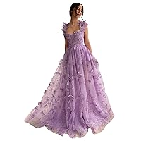 Embroidered Butterfly Tulle Prom Dresses for Women Sweetheart Formal Evening Dresses Ball Gowns with Slit