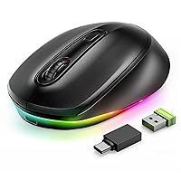 USB C Wireless Mouse for MacBook, 2-in-1 Mouse Jiggler Mover, Rechargeable with Rainbow LED, Undetectable Mouse Mover Device for MacBook Pro/Air and Windows Laptop-Black