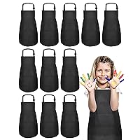 kids Apron, 12 Pack Kids Aprons For Girls Boys, Children Art Painting Aprons Kitchen Classroom Cooking Baking For Age 6-13 Years(Black)