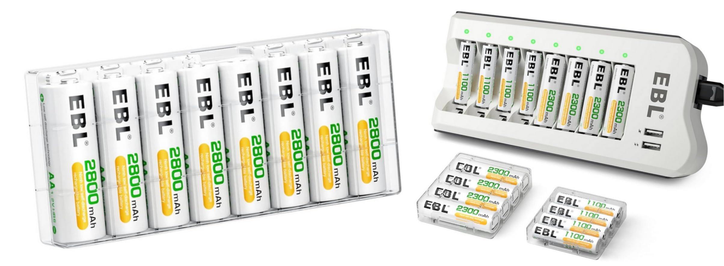 EBL Independent Battery Charger with 24 AA & AAA Rechargeable Batteries Combo