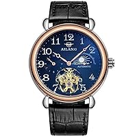 WhatsWatch Men's Watches Best Luxury Brand in 2016 Men's Sports Watch Tourbillon Automatic Leather Watch