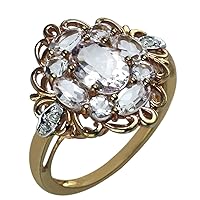 Carillon Certified Morganite Natural Gemstone 925 Sterling Silver Ring Anniversary Ring (Rose Gold Plated) for Women