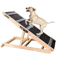 Adjustable Dog Ramp for Bed, 6 Height Wooden Pet Ramp for Small Large Dogs Cats Get on Beds Couch, Folding Dog Ramp for Car Truck SUV, 200Lbs Capacity