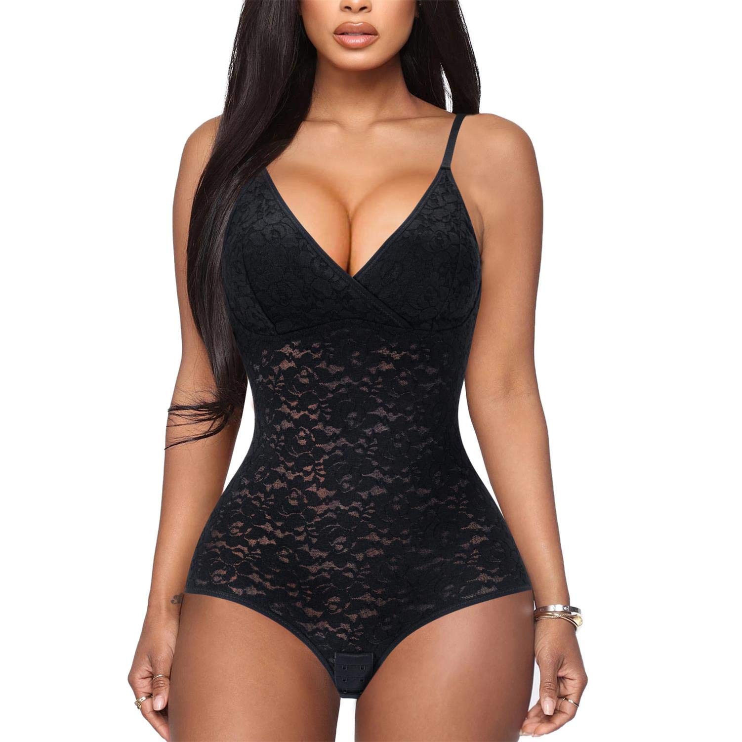 Buy BRABIC Lace Bodysuit for Women Tummy Control Shapewear Sleeveless Tops  V-Neck Backless Camisole Jumpsuit Shaper