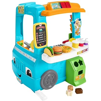 Fisher-Price Laugh & Learn Toddler Learning Toy Servin’ Up Fun Food Truck Electronic Playset With 24 Accessories For Ages 18+ Months