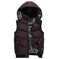 Mens Vest,Men's Winter Packable Quilted Puffer Down Vest With Removable Hood