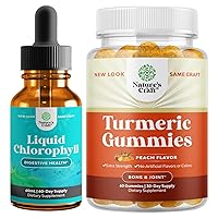 Bundle of Natural Chlorophyll Liquid Drops and Turmeric Curcumin Immune Support Gummies - For Digestive Support Gut Health Liver Support and Immune Support - For Joint Support and Anti Aging Skin Care