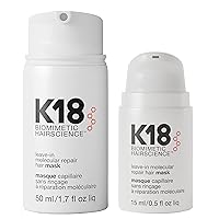 K18 Leave-In Repair Hair Mask, 4-Minute Speed Treatment, Renews Hair Damage From Color, Chemical Services Heat (1 of each 50ml & 15ml).