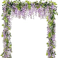 5 Pcs Purple Wisteria Garland Artificial Flower Arch Floral Garland Decor Fake Hanging Flowers for Wedding Arch