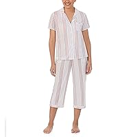 Jones New York Womens Sleepwear Lightweight Short Sleeve and Capri Pant 2-Piece Pajama Set