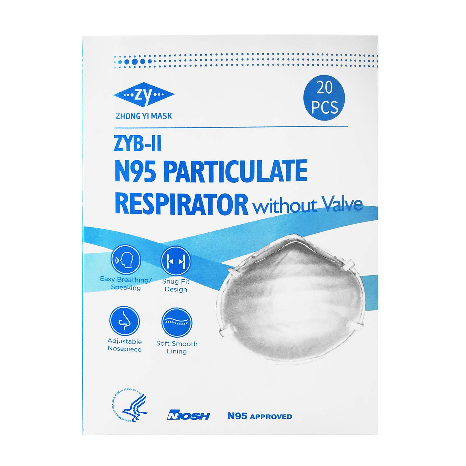ZYB - 11- N95 respirator - 20 Pack - NIOSH Certified