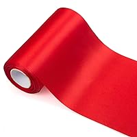 8 inch Wide Red Satin Ribbon Roll - 24.1 Yard Long Bulk for Christmas Holiday Decorative, Wedding Birthday Ceremonial, Gift Wrapping, Ribbons Cutting, Chair Sashes, Indoor and Outdoor Embellish