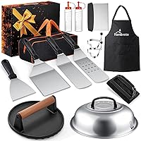 HOMENOTE Griddle Accessories Kit, Flat Top Griddle Accessories for Blackstone, Professional Round Melting Dome with Cast Iron Smash Burger Press, Burger Spatula, Griddle Scraper for Outdoor Grilling