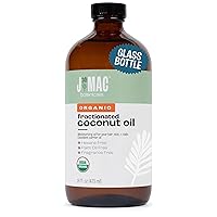 Organic Fractionated Coconut Oil (16 Ounce Glass Bottle) Organic Carrier Oil and for DIluting Essential Oils, Moisturizer, Hair Care