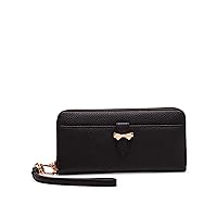 Anne Klein Women's Ak Boxed Slim Zip Wallet with Bow Detailing and Wristlet Strap