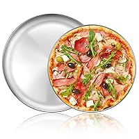Deedro Pizza Baking Pan Pizza Tray - Stainless Steel Round Pizza Baking Sheet, Heavy Duty Pizza Crisper Pan for Oven, Dishwasher Safe Pizza Serving Tray, 12 inch & 13 inch, 2-Piece Set