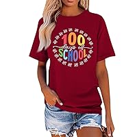 Happy 100 Days of School Shirt Student Gift Trendy Casual T-Shirt for 100 Days Cute Casual Teacher Tshirt Tee Tops