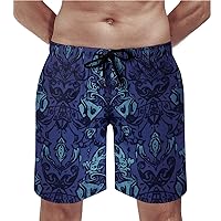 Blue Black Goth Spooky Swim Trunks Quick Dry Summer Beach Swimming Trunks Men's Casual Shorts