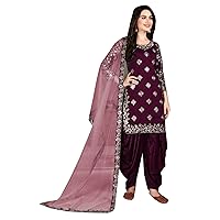 Wine Bollywood Muslim Women Wear Punjabi Patiyala Art Silk Salwar Kameez Cocktail Party Wear Hit Design 1171