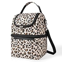 Breastmilk Cooler Bag - Cooler Bag for Nursing Moms Multi-Function, Insulated Baby Bottle Cooler Tote Bag with Double Compartments - Fits 6 Baby Bottles Up to 9 Ounce - Beige Leopard