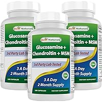Best Naturals, Glucosamine Chondroitin and MSM Joint Supplements, 2600 mg per Serving, (180 Count (Pack of 3))