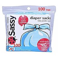 Sassy Disposable Scented Diaper Sacks - 100 Count - 25 Sacks per Roll, Blue (40012)