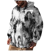 Men Graphic Hoodies Letter Printed Tie Dye Gradient Fleece Sweatshirt Oversized Designer Fashion Pullover Comfy Cool Hooded