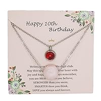 Happy 10th Birthday Gifts for Ten Year Old Girls Birthstone Personalized Necklaces for Teen Girls