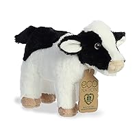 Aurora® Eco-Friendly Eco Nation™ Cow Stuffed Animal - Environmental Consciousness - Recycled Materials - White 10 Inches