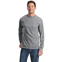 Port & Company Tall Long Sleeve Essential T-Shirt with Pocket. PC61LSPT