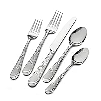 Garland Frost 53-Piece Stainless Steel Flatware Serving Utensil Set and Steak Knives, Service for 8
