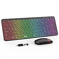 RedThunder K30 Slim Wireless Keyboard and Mouse Combo - RGB Backlit, Modern Compact Layout, Quiet Scissor Switches, 2.4 Wireless Dual-Mode Connection Rechargeable with USB-C Adapter, Mac/Win/Android