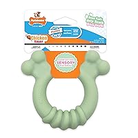 Nylabone Sensory Material Puppy Chew Toy Ring - Puppy Teething Toy for Boredom & Stimulation - Puppy Supplies - Chicken Flavor, Small/Regular (1 Count)