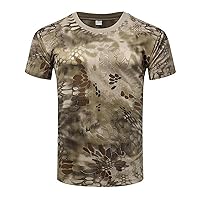 Mens Classic Tactical Tee Shirts Quick Dry Short Sleeve Camo Military Shirts Crewneck Collared Hiking Hunting Cotton Top