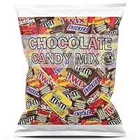 50 Pieces Bundle of Twix, Snickers, Milky Way, M&M's Milk Chocolate, Skittles, Starburst, M&M's Peanut, Individually Wrapped Candy Chocolate Bars Variety Pack