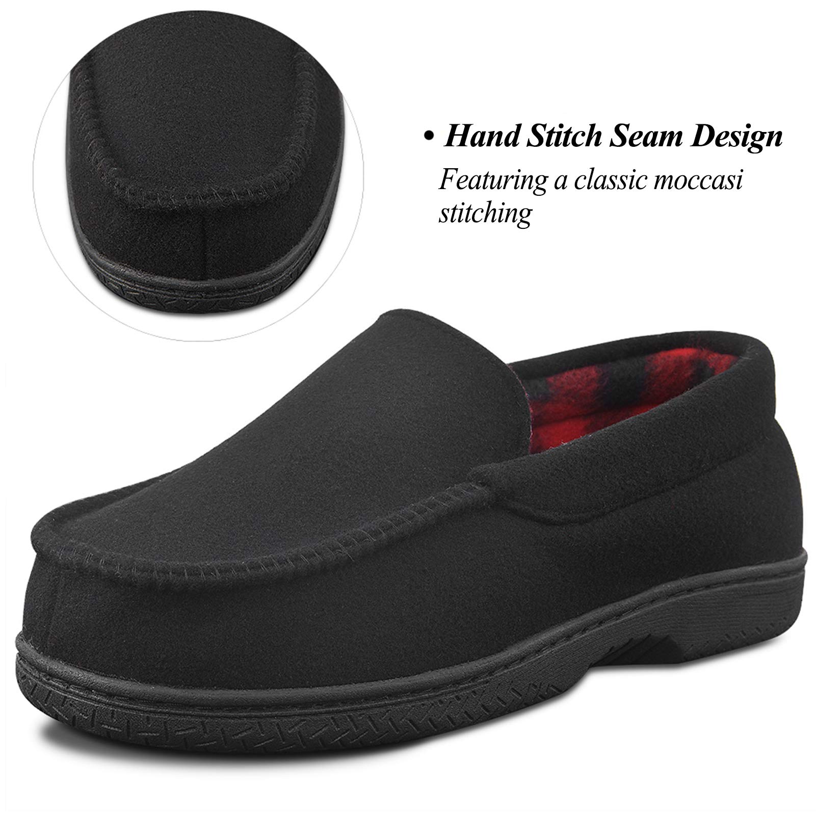 DL Men's Memory Foam Moccasin Slippers Breathable Moccasin Slippers Micro Wool House Shoes Anti-Slip Sole Indoor Outdoor