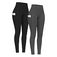 PHISOCKAT 2 Pack High Waist Yoga Pants with Pockets, Tummy Control Leggings, Workout 4 Way Stretch Yoga Leggings