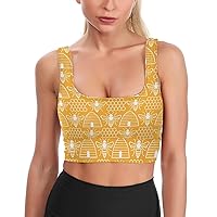 Bees and Hives Women's Sports Bras Workout Yoga Bra Padded Fitness Crop Tank Tops