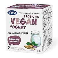 VIVO Vegan Yogurt Starter – Vegan Yogurt Culture Starter with Probiotics - 5-Box (10 Bottles) Pack - Makes Up to 30 Quarts of Probiotic Vegan Yogurt