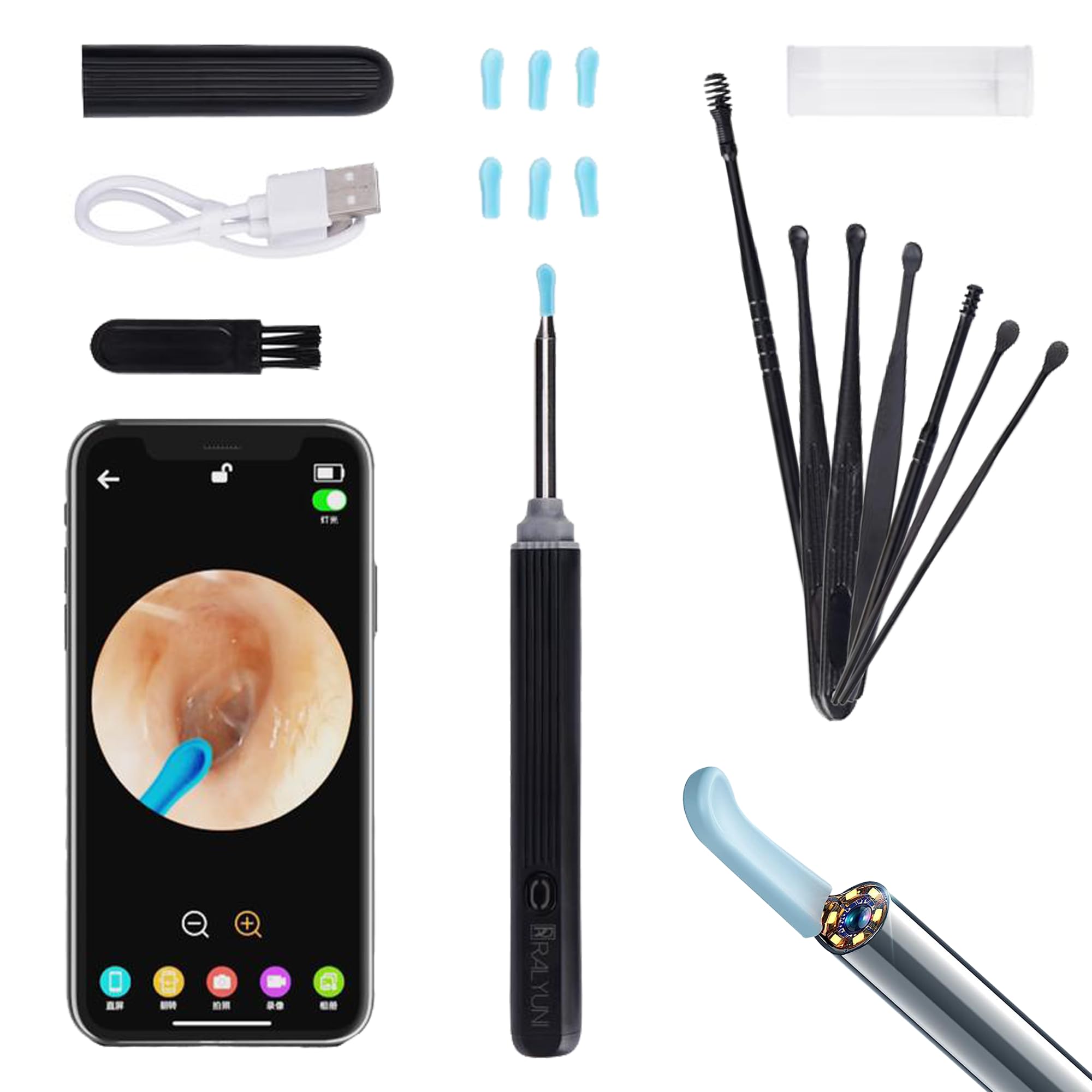 Ear Wax Removal with Camera, Ear Inspection System Wireless Earwax Removal Tool with Camera for Smart Devices