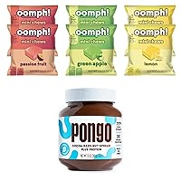 Oomph! Sweets Low Sugar 6-pack Fruit Variety Mini Candy Chews and Pongo Cocoa Hazelnut Protein Spread Keto-Friendly Vegan Healthy Gluten Free, Treat for Kids and Adults