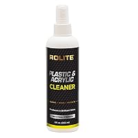 Rolite Plastic and Acrylic Cleaner Spray - High Shine Protectant and Polish For Nonporous Surfaces, Streak-Free Formula, For Windshields, Windows, Headlights, Retail Displays, 8 fl. OZ. Bottle, 1 Pack