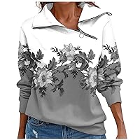 Women Vintage Quarter Zip Pullovers Plus Size Trendy Long Sleeve Lapel Sweatshirt Casual Workout Fall Outfits