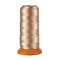 Pandahall 550m/601 Yards 0.5mm Polyester Cord Sewing Thread for Beading Craft Jewelry Making Sewing Clothes Bookbinding Repairing (Tan)
