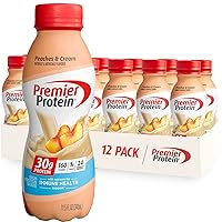 Premier Protein Shake, Peaches & Cream, 30g 1g Sugar 24 Vitamins Minerals Nutrients to Support Immune Health, 11.5 fl oz (Pack of 12)
