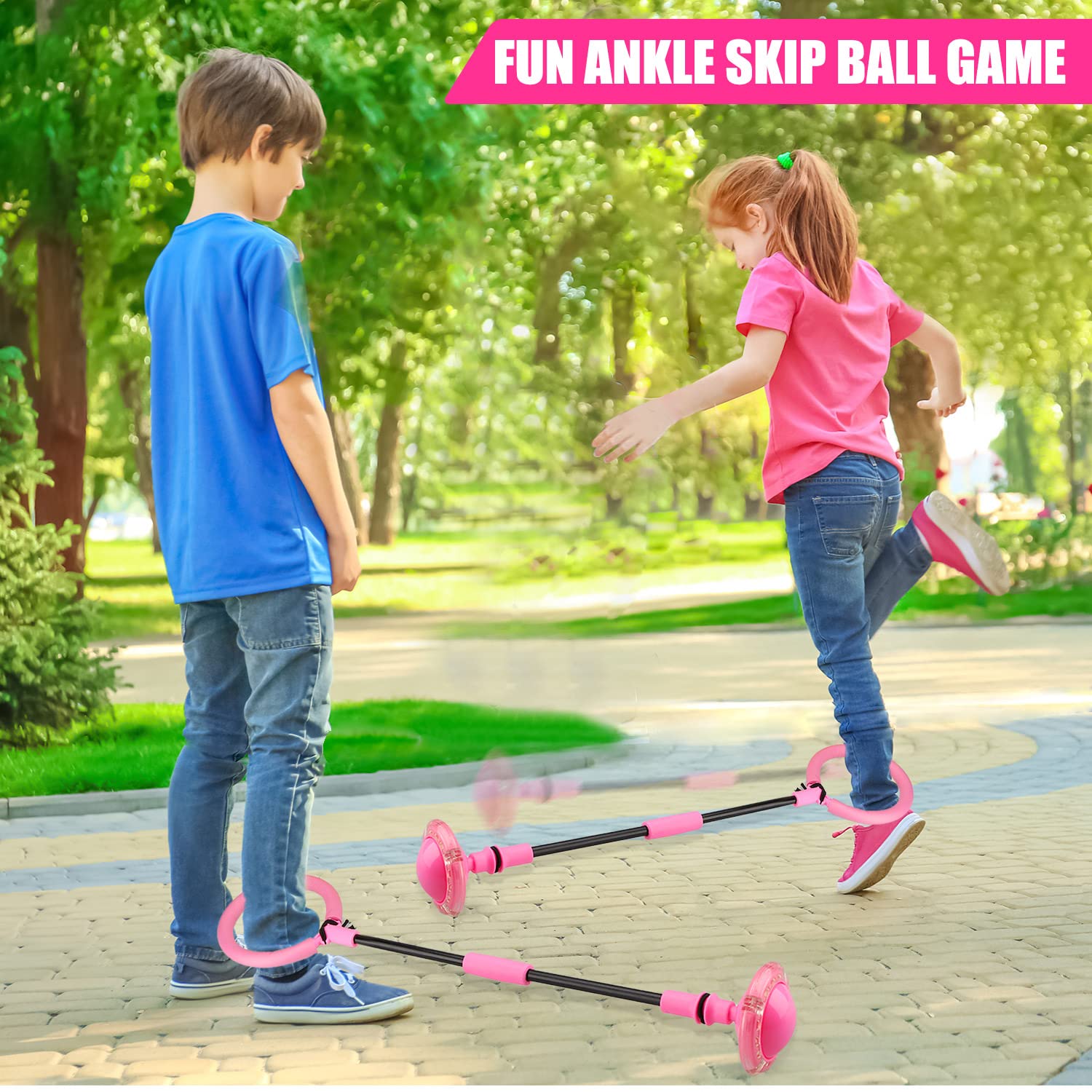Chridark Ankle Skip Ball for Kids - Foldable Flash Wheel Skip Ball, Outside Game Toys for Kids & Adults, Gift for Boys & Girls Age 5 6 7 8 9 10 Years Old
