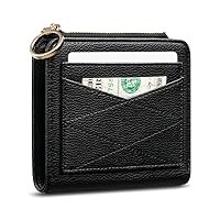 Leather Wallet for Woman RFID Blocking Bifold Small Compact Wallets Zipper Pocket Purse Large Capacity Card Hold Case with ID window