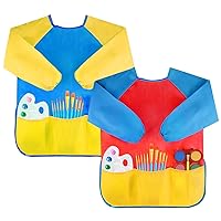 Kids Art Smocks Toddler Smock Waterproof Artist Painting Aprons Long Sleeve with 3 Pockets for Age 2-6 Years